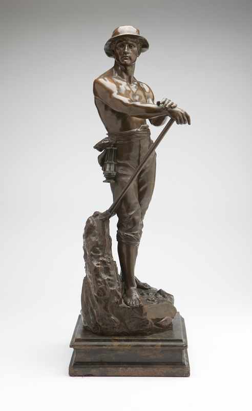 Appraisal: After Charles-Octave Levy a patinated bronze figure of a miner