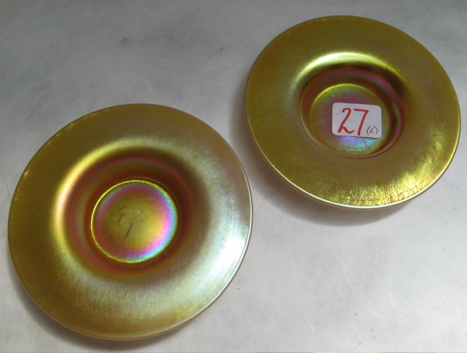 Appraisal: TWO STEUBEN CALCITE ART GLASS BOWLS gold iridescent exteriors with