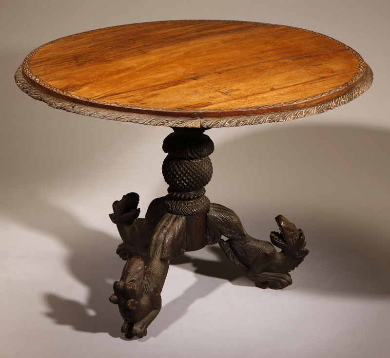 Appraisal: An Anglo-Indian padouk tilt-top breakfast table An Anglo-Indian padouk tilt-top