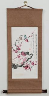 Appraisal: Chinese Watercolor Scroll Chinese watercolor scroll depicting blossoming tree branch