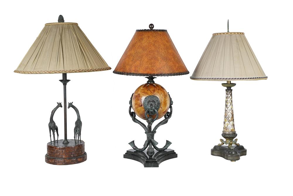 Appraisal: THREE MAITLAND SMITH TABLE LAMPSCondition mother of pearl veneer lamp