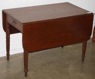 Appraisal: Walnut Pembroke Table Walnut rope leg one drawer Pembroke table