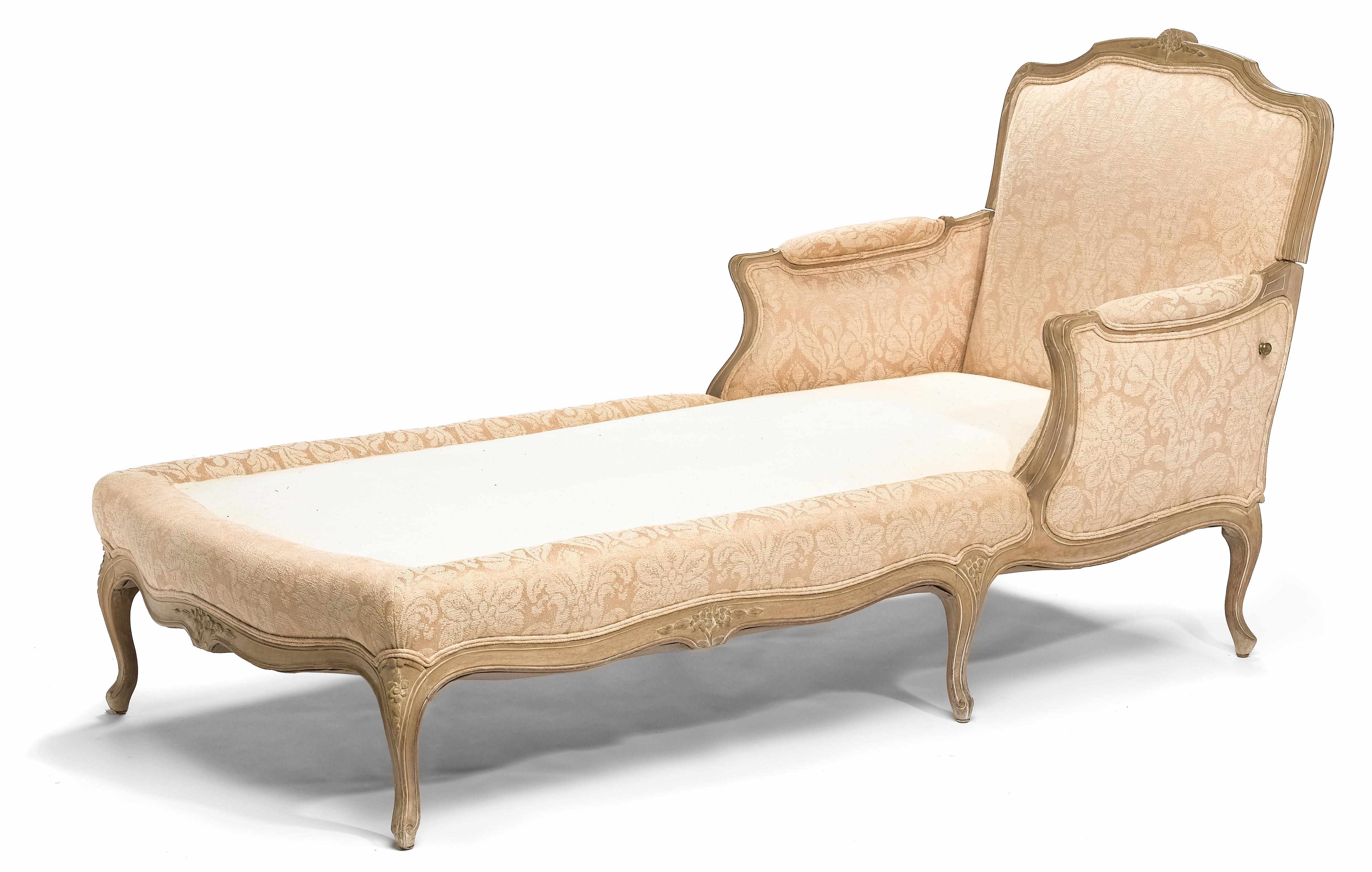 Appraisal: A Louis XV style beechwood chaise longue mcanique fourth quarter