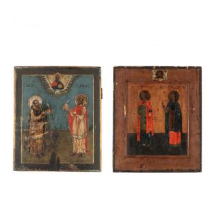 Appraisal: Two Russian Icons of Medical Saints Cosmas and Damian late