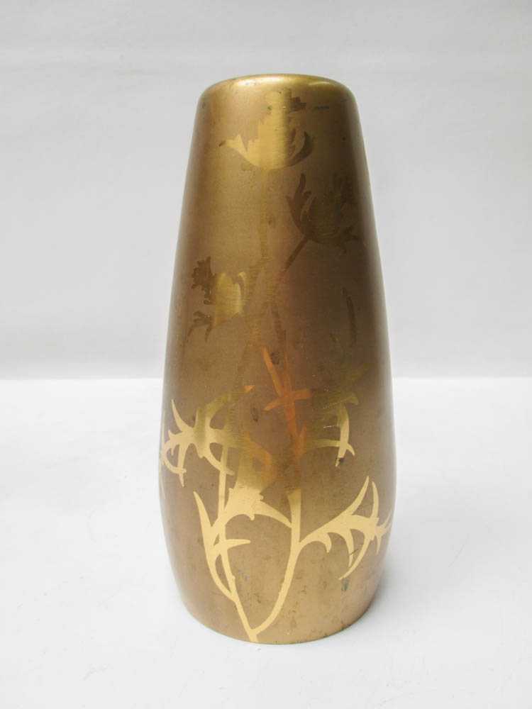 Appraisal: HEINTZ ART METAL SHOP GILT BRONZE VASE with flowers and