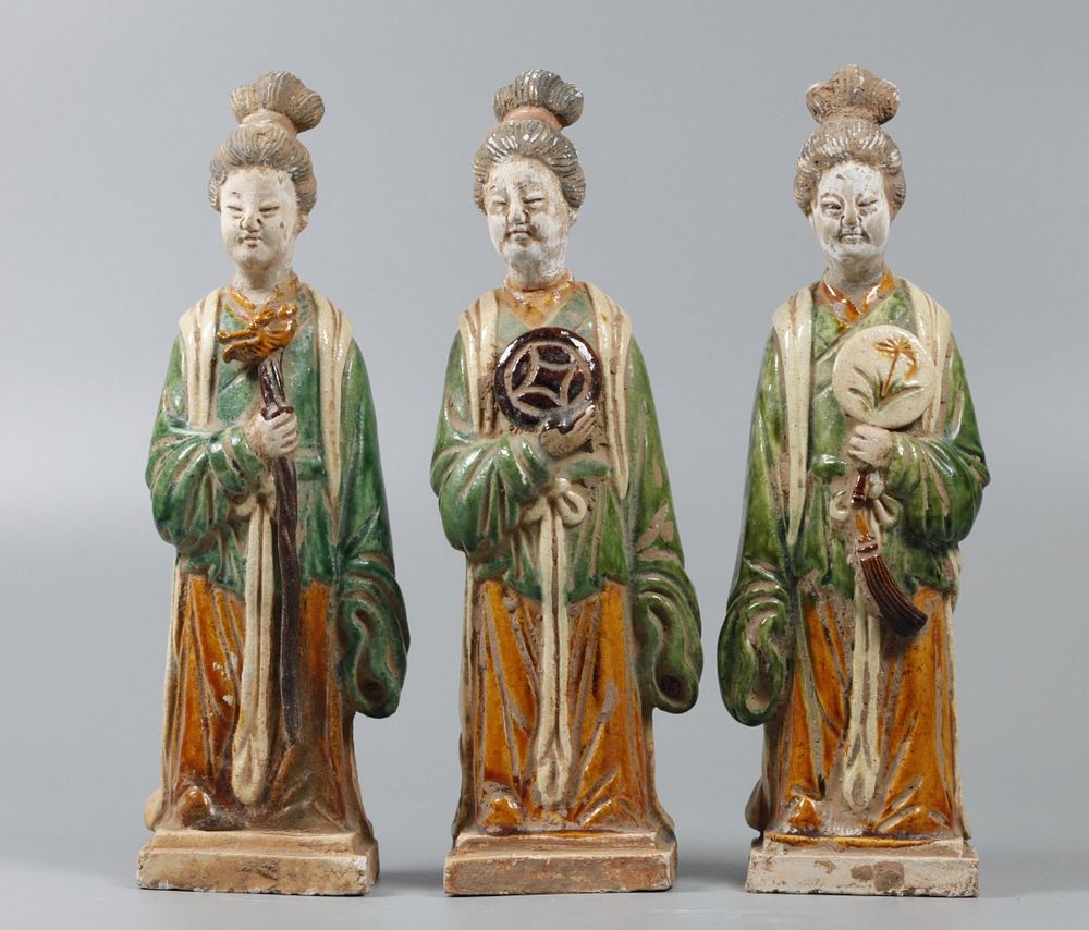 Appraisal: Chinese pottery ladies possibly Ming dynasty each in H Notice