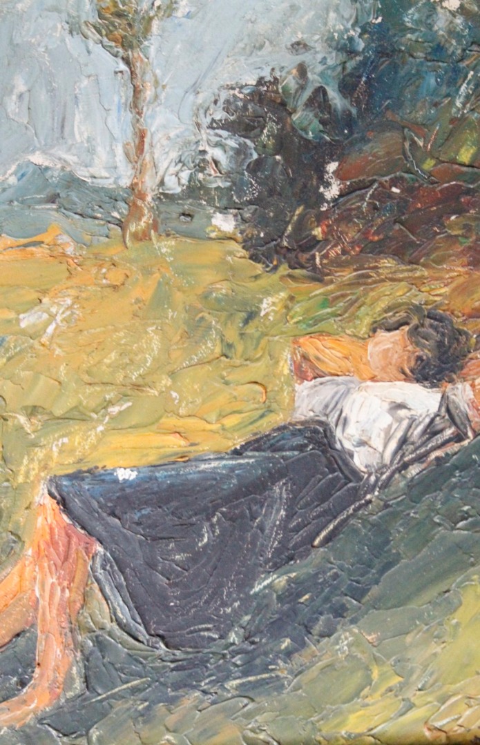 Appraisal: J G thC Recumbent lady in a naturalistic setting oil