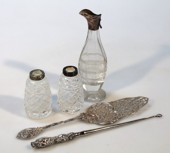 Appraisal: Various wares comprising two cut glass jars with silver collars