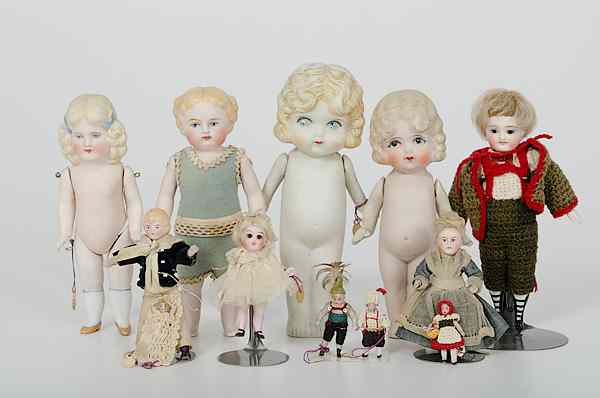 Appraisal: Group of German and Japan Bisque Dolls Germany and Japan