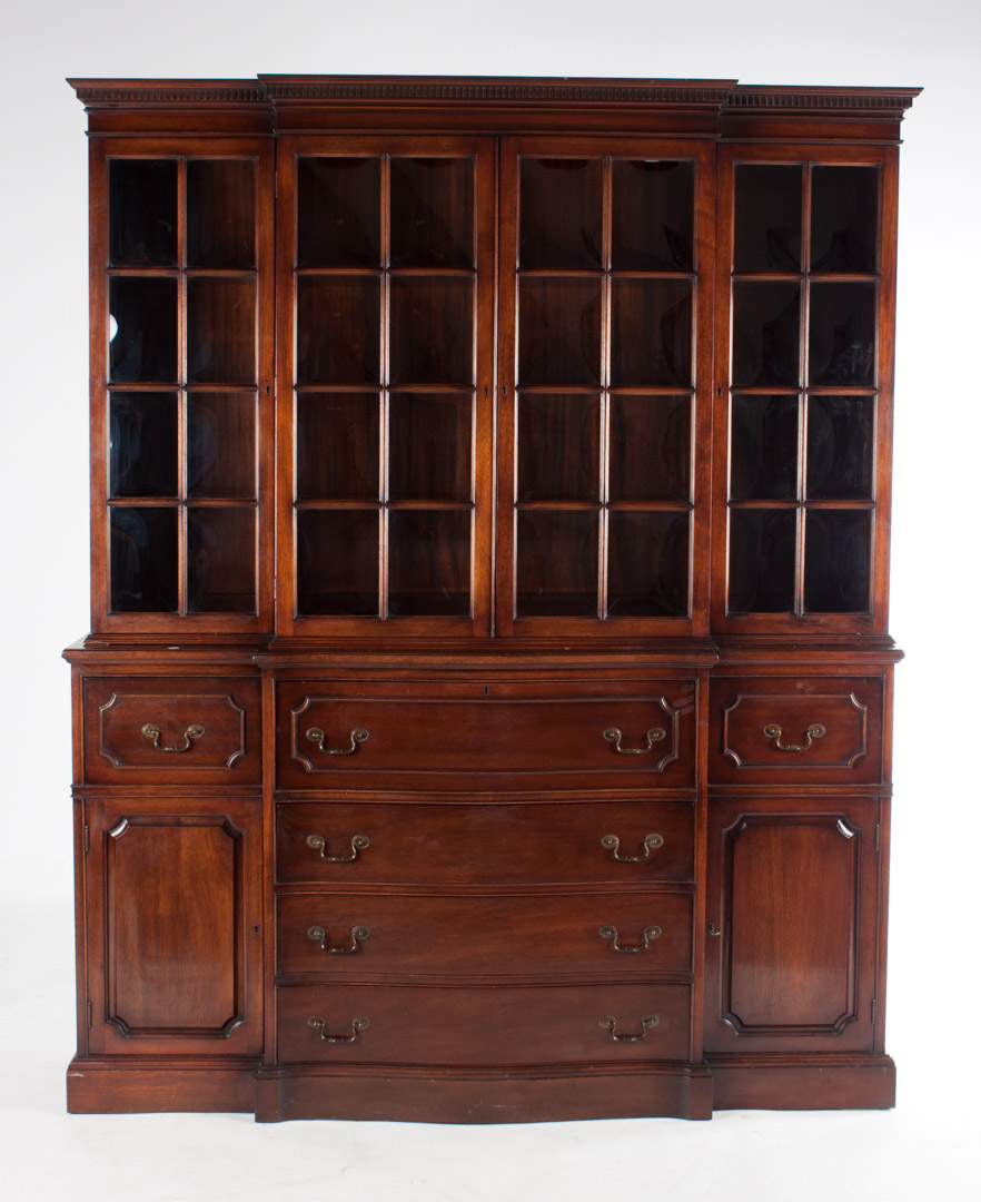 Appraisal: George III style mahogany breakfront possibly Baker th century molded