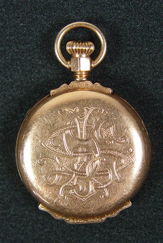 Appraisal: k Gold Waltham Pocket Watch A W Co Waltham pocket