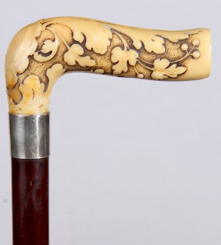 Appraisal: French Ivorine Dress Cane Ca - A molded handle with