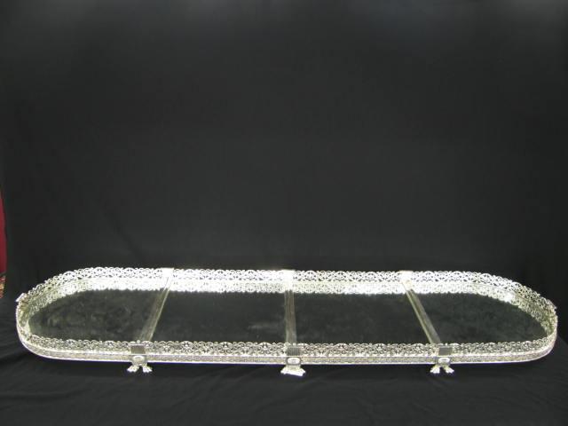 Appraisal: Silverplate Dining Table Plateau long wide fancy openwork gallery sides