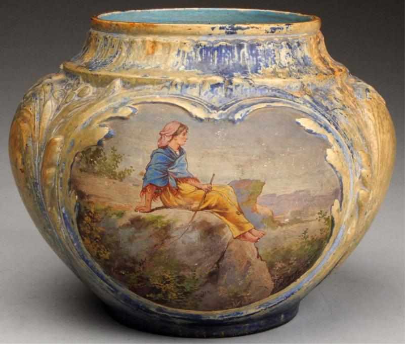 Appraisal: Shepherdess Pottery Jardiniere By Albert L Lebarque On a th