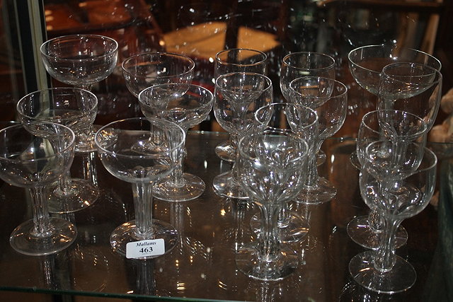 Appraisal: A SET OF EIGHT HOLLOW STEM CHAMPAGNE GLASSES and eight