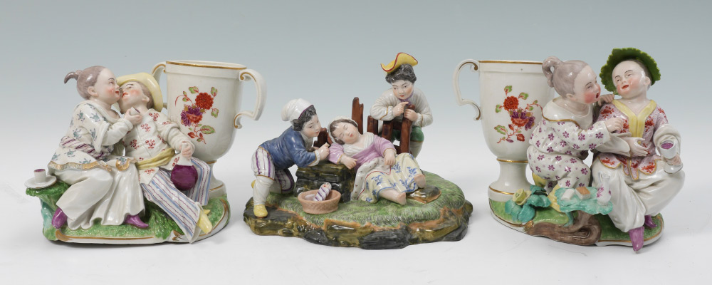 Appraisal: GERMAN PORCELAIN FIGURAL GROUPS pieces total to include Frankenthal marked