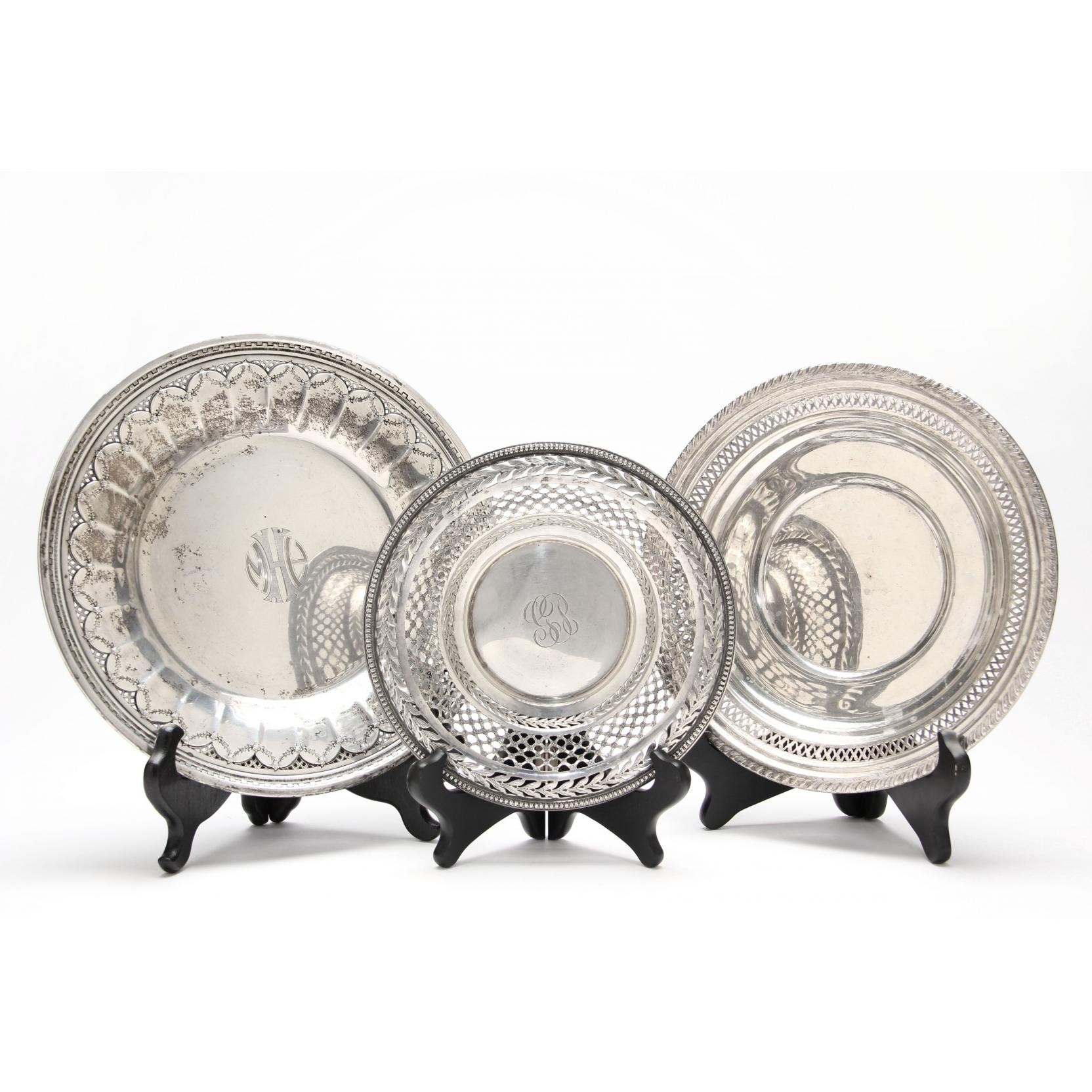 Appraisal: Three American Sterling Silver Serving Dishes the first a small