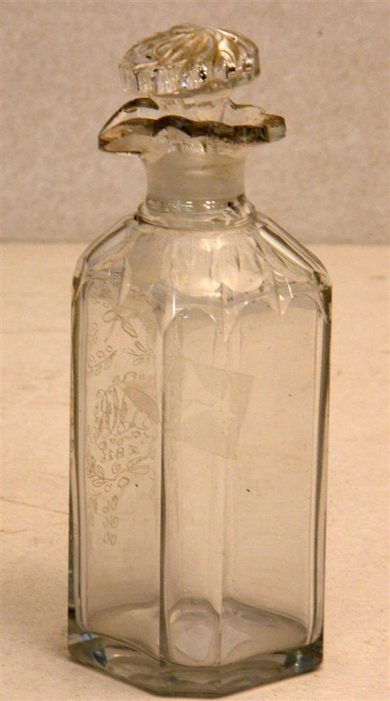 Appraisal: Regency clear glass decanter of square section with chamfered corners