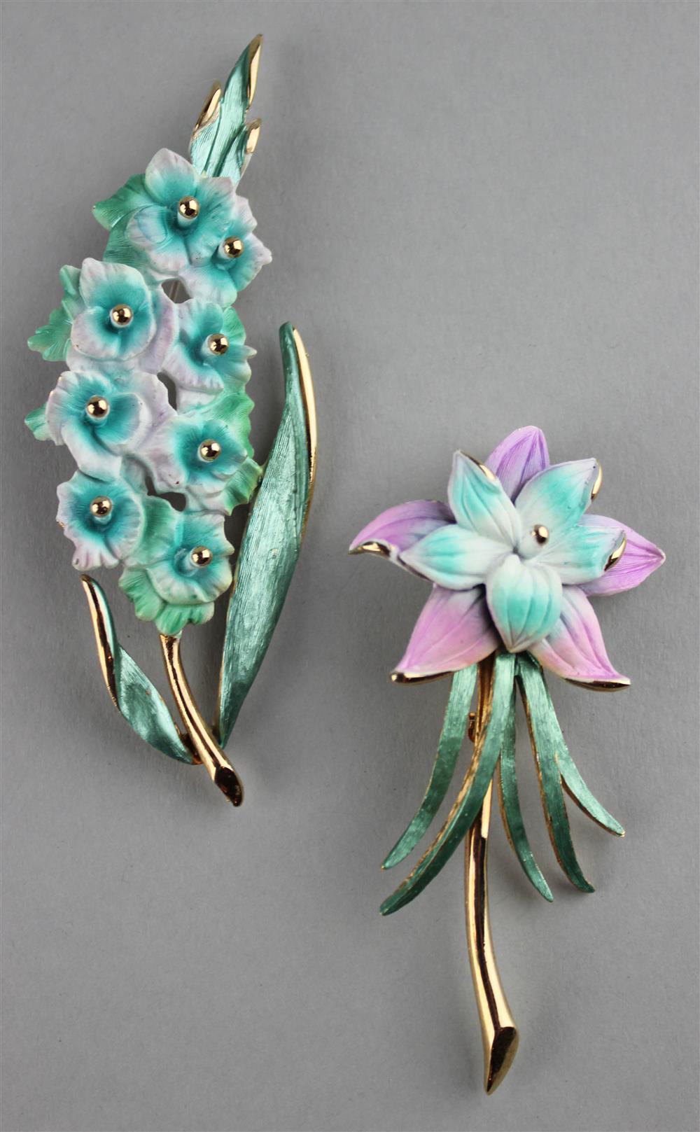 Appraisal: HOBE FLOWER OF THE MONTH PINS both pieces signed with