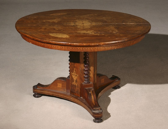 Appraisal: Continental Neoclassical Style Ebonized and Satinwood Inlaid Walnut Breakfast Table