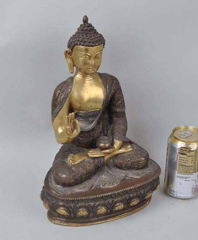 Appraisal: Chinese Gilt Bronze Seated Buddha Amitabha Buddha with ornate design