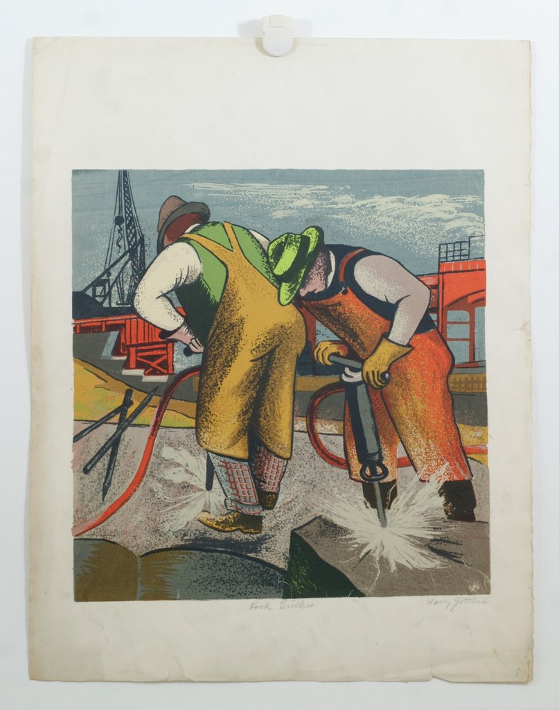 Appraisal: Harry Gottlieb American - silkscreen Rock Drillers unframed x image