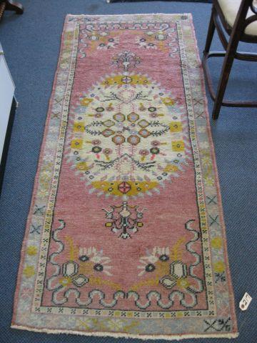 Appraisal: Oushak Turkish Handmade Runner geometrics soft colors ' x '