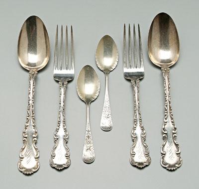 Appraisal: Whiting sterling flatware Louis XV pattern forks - in five