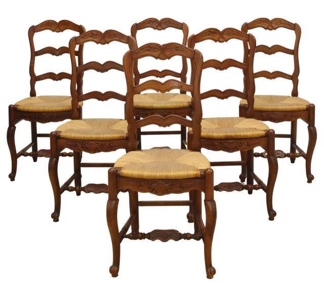 Appraisal: lot of French Provincial fruitwood dining chairs th c ladder