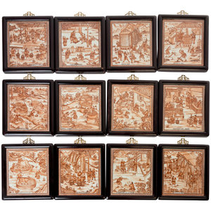 Appraisal: A Set of Chinese Export Porcelain Plaques Portraying Porcelain Production