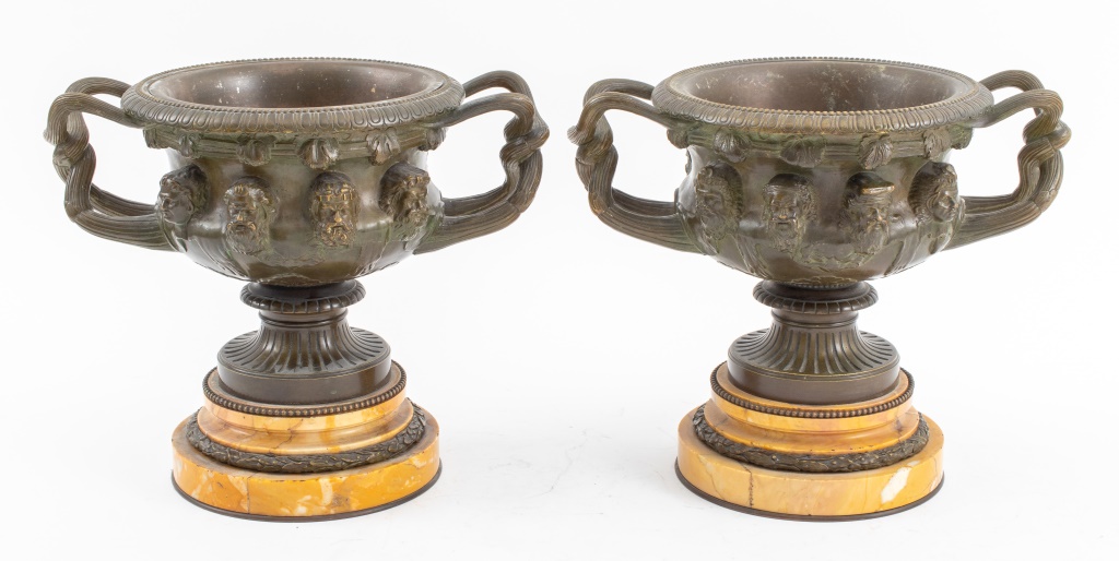 Appraisal: GRAND TOUR BRONZE ALBANI VASES PAIR Pair of Grand Tour