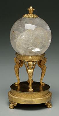 Appraisal: French Empire crystal ball ormolu mounted crystal sphere mounted with