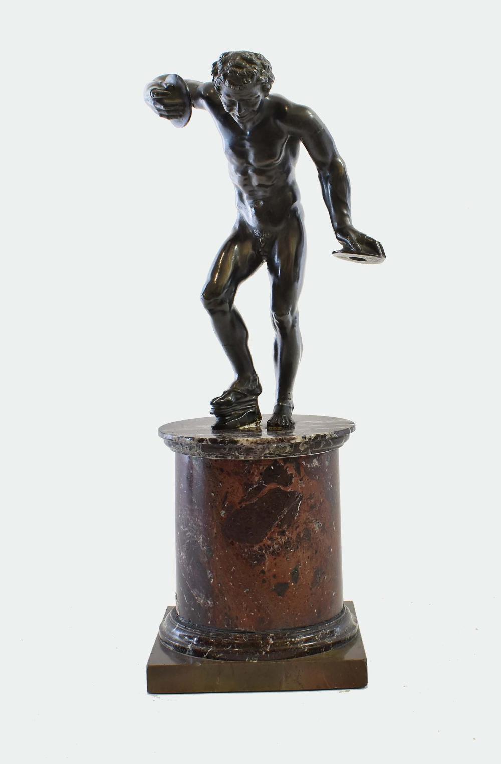 Appraisal: FRENCH PATINATED BRONZE FIGURE OF A SATYRThe nude satyr poised