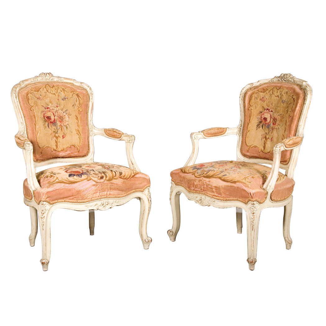 Appraisal: Set of Four Louis XV Style Painted Fauteuils a la