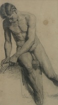 Appraisal: Male Nude Study Signed Schmiders ca lat th Century Seated