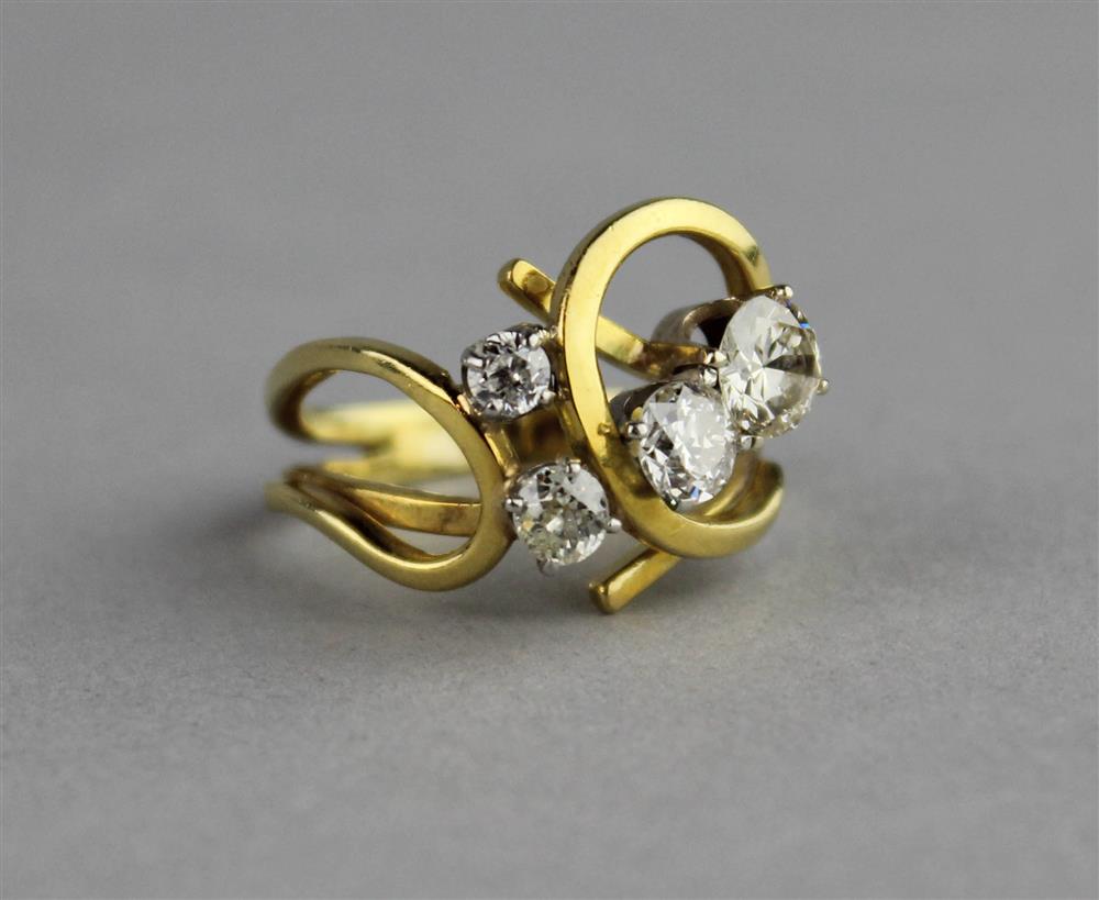 Appraisal: CONTEMPORARY MULTI-DIAMOND RING SET IN K the diamond ring set