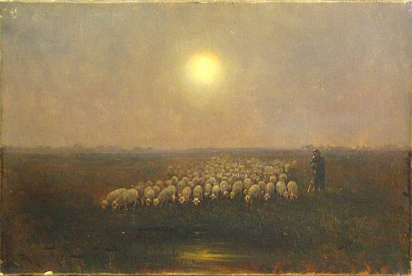 Appraisal: Hugo Anton Fisher American - A shepherd leading his flock