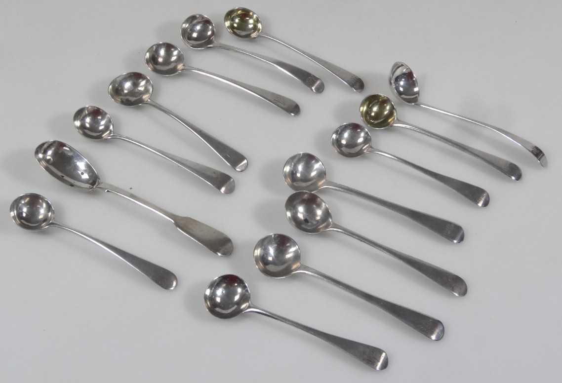 Appraisal: George III and later silver Old English pattern salt spoons