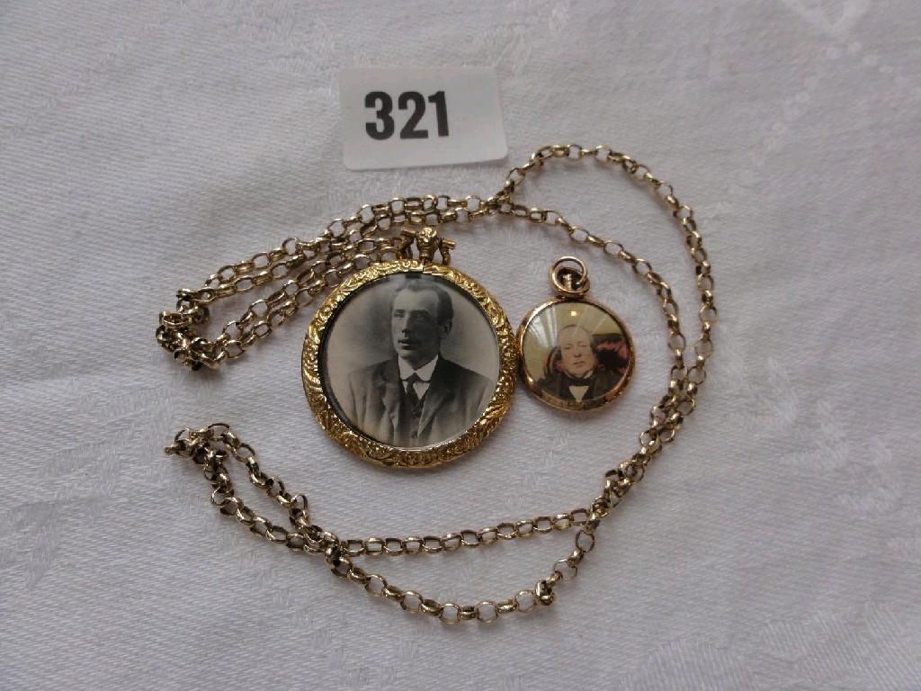 Appraisal: A ct gold chain g together with two Victorian lockets