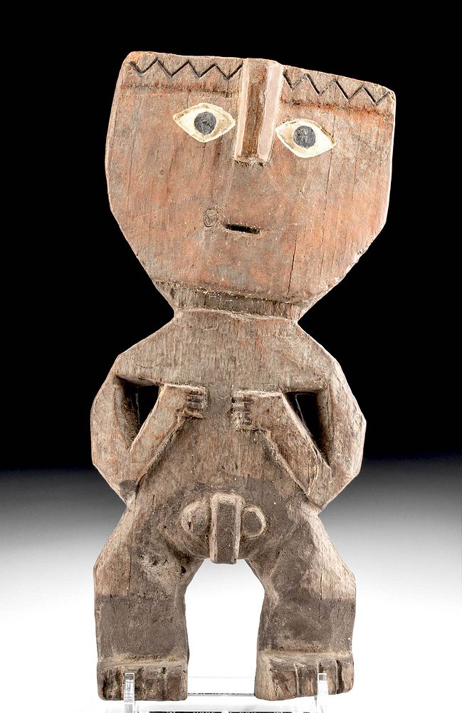 Appraisal: Chancay Wooden Male Standing Figure Pre-Columbian Central Coast Peru Chancay