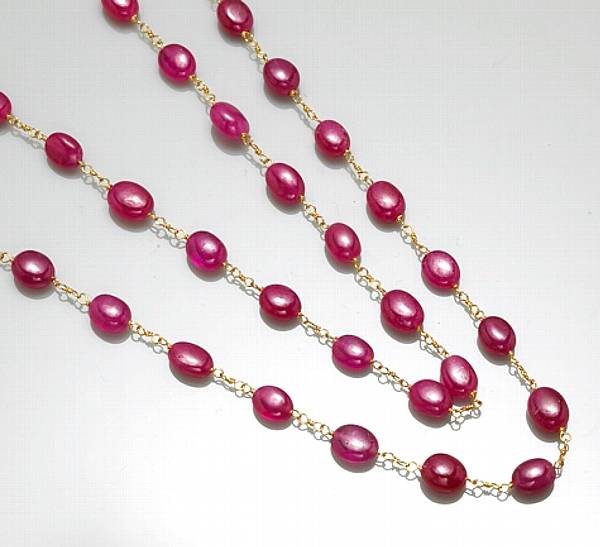 Appraisal: A ruby and k gold necklace length in