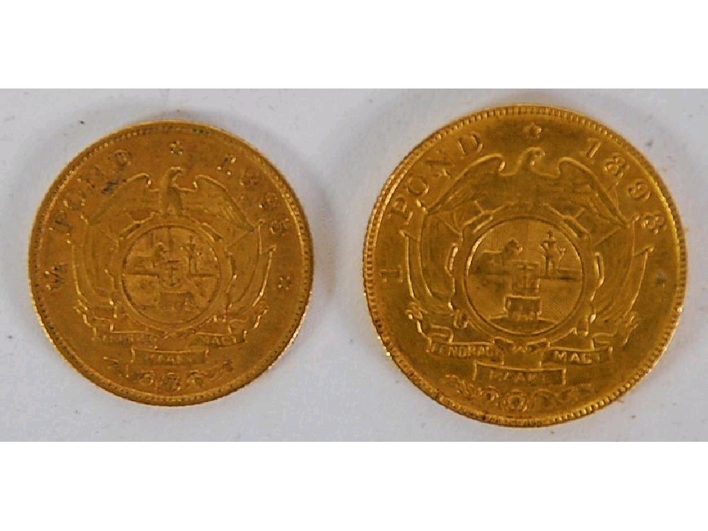 Appraisal: SOUTH AFRICAN ONE POND GOLD COIN AND HALF POND GOLD