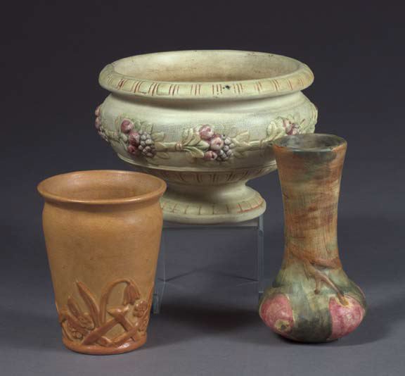 Appraisal: Group of Three Pottery Items consisting of a rare Waller