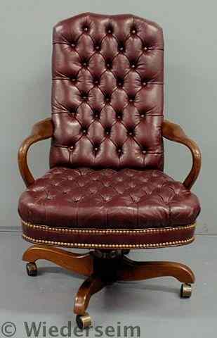 Appraisal: Red leather executive office chair labeled Southwood h x w