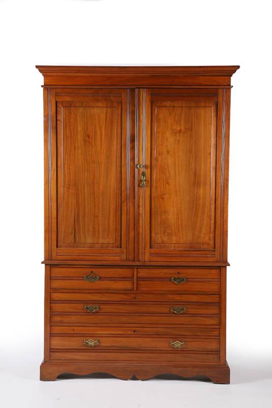 Appraisal: LINEN PRESS Walnut with a molded cornice and incised doors