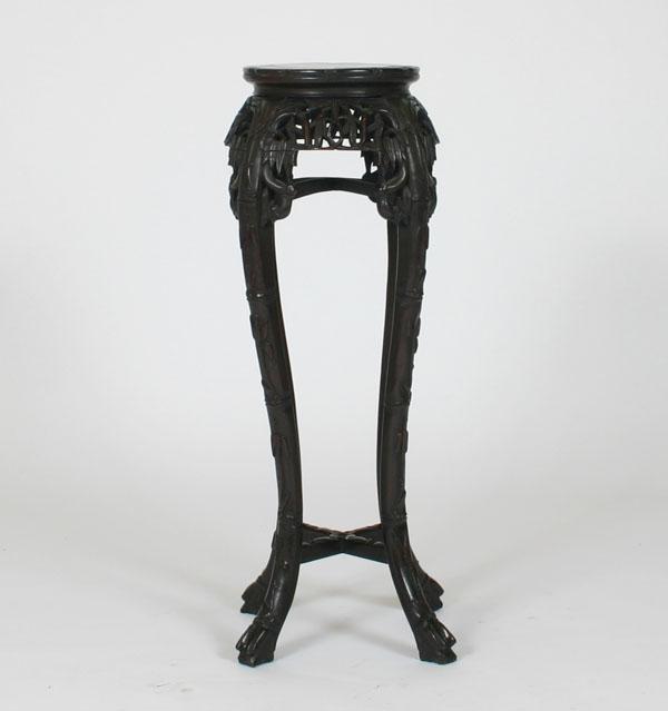 Appraisal: Vintage Chinese plant stand openwork floral carving faux bamboo carving