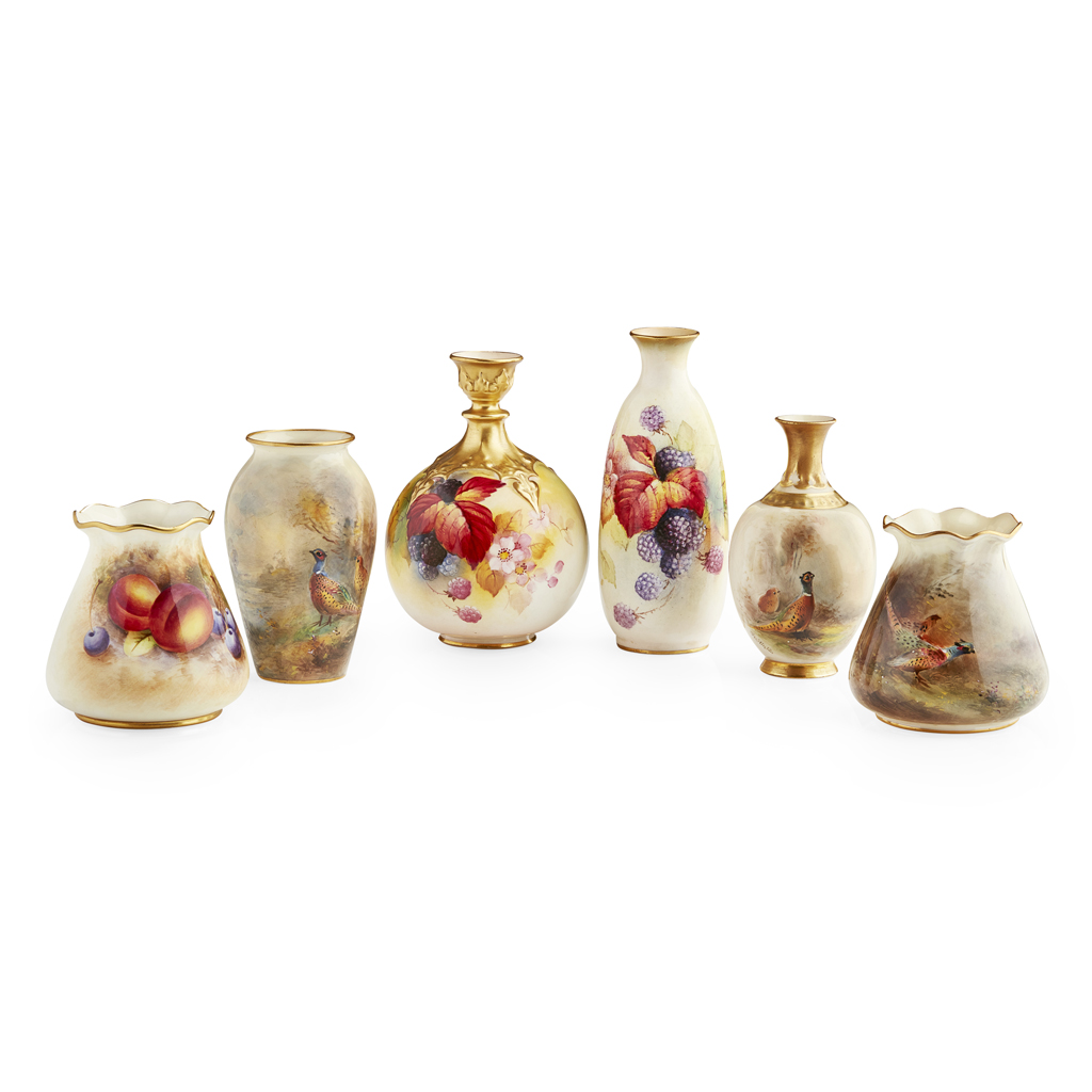 Appraisal: GROUP OF SIX ROYAL WORCESTER PORCELAIN VASES LATE TH AND