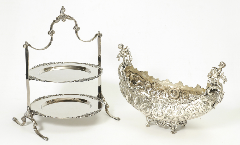 Appraisal: PIECE SILVERPLATE SERVING PIECES pieces total to include Contemporary embossed