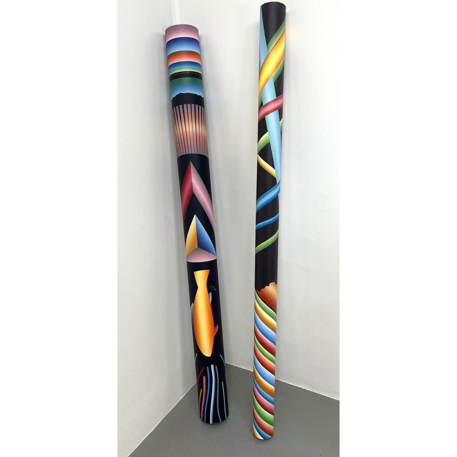 Appraisal: part SNYDER Hanging Modern Art Painted Sculpture painted tubes with