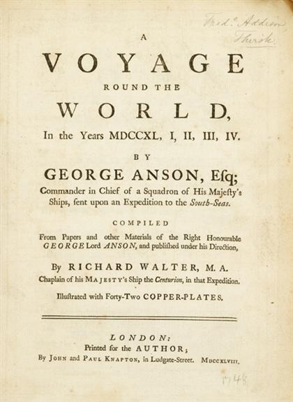 Appraisal: vol Anson George A Voyage Round The World in The